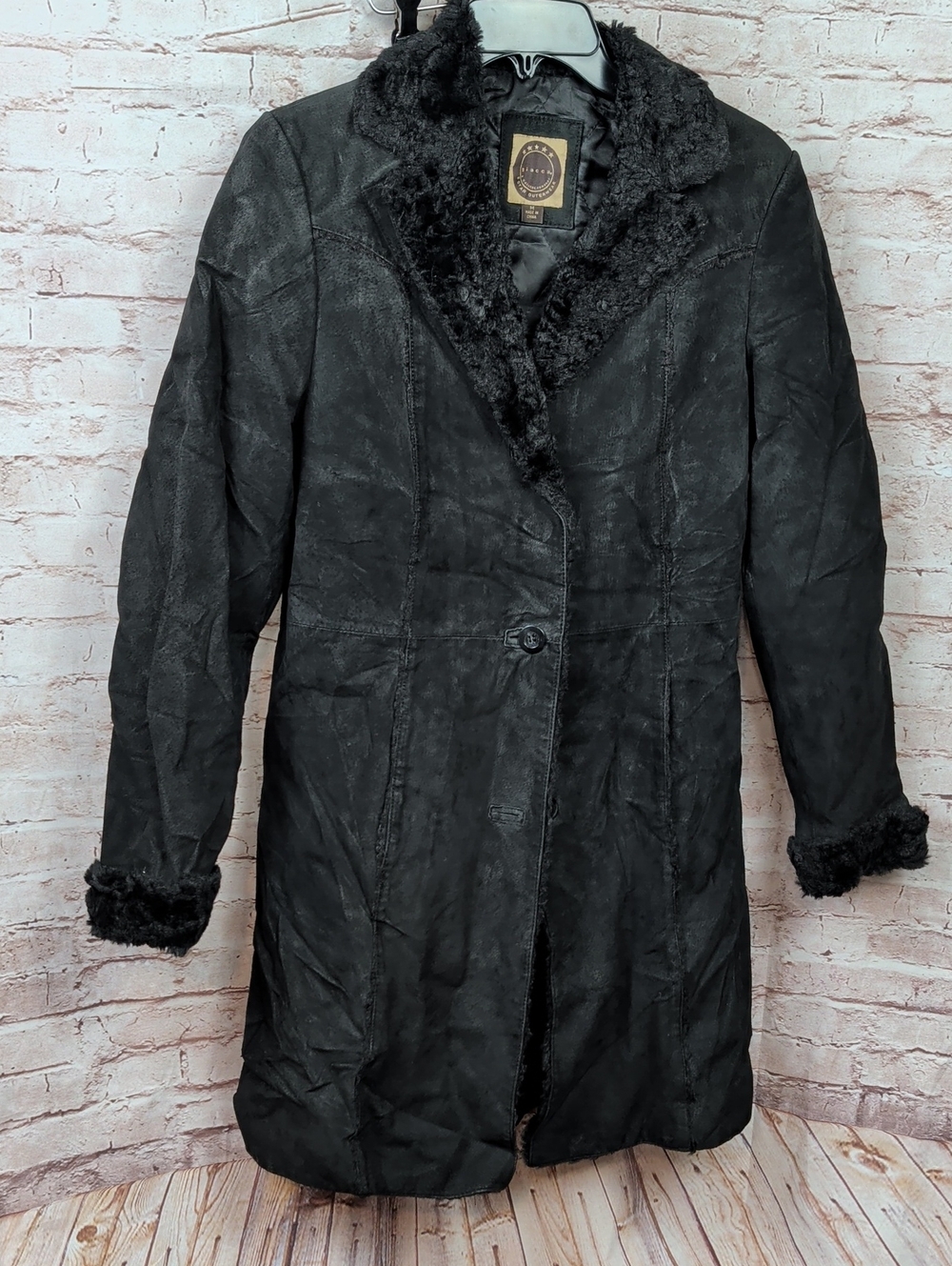 Vintage Giacca Black Leather Suede Jacket Size Medium